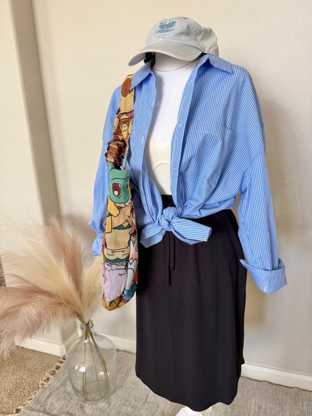 NWOT Zenana - Classic Casual Black Drawstring Skirt